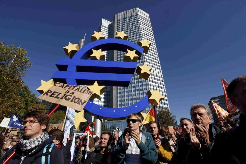 Fránkfort protesta frente al BCE
